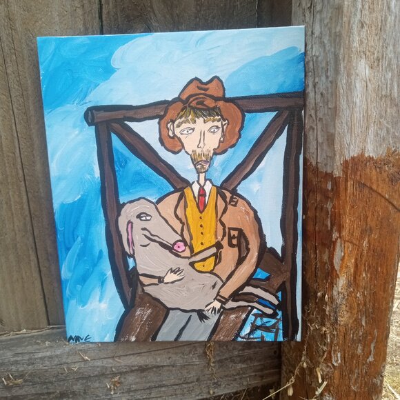 Man Holding Donkey Painting - Picture 3 of 8